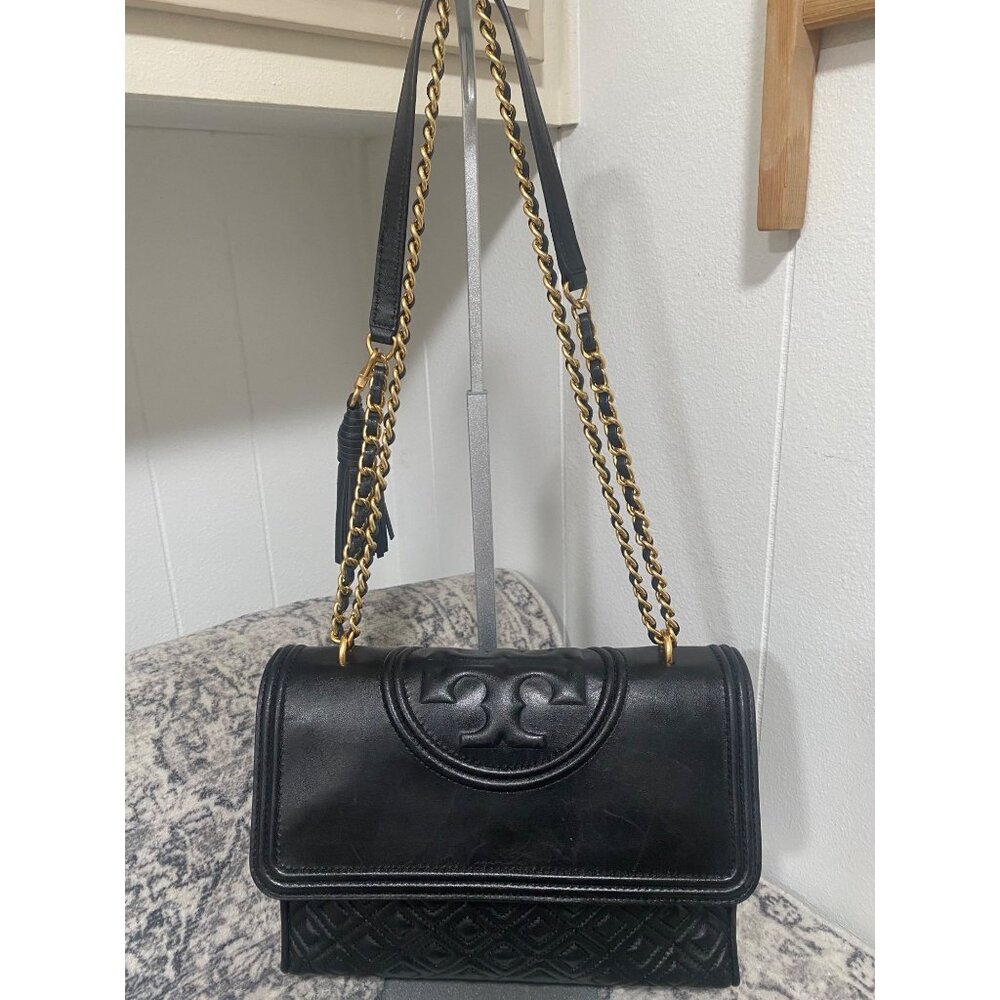 Tory Burch Fleming Convertible Shoulder Bag in Black Leather - Picture 3 of 8